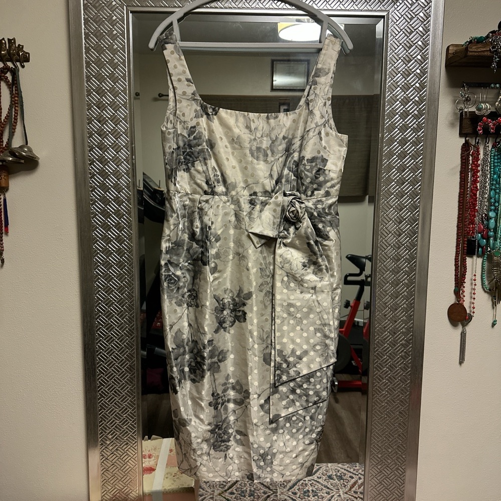 Sara Campbell Gray Floral Sheath Dress New $350